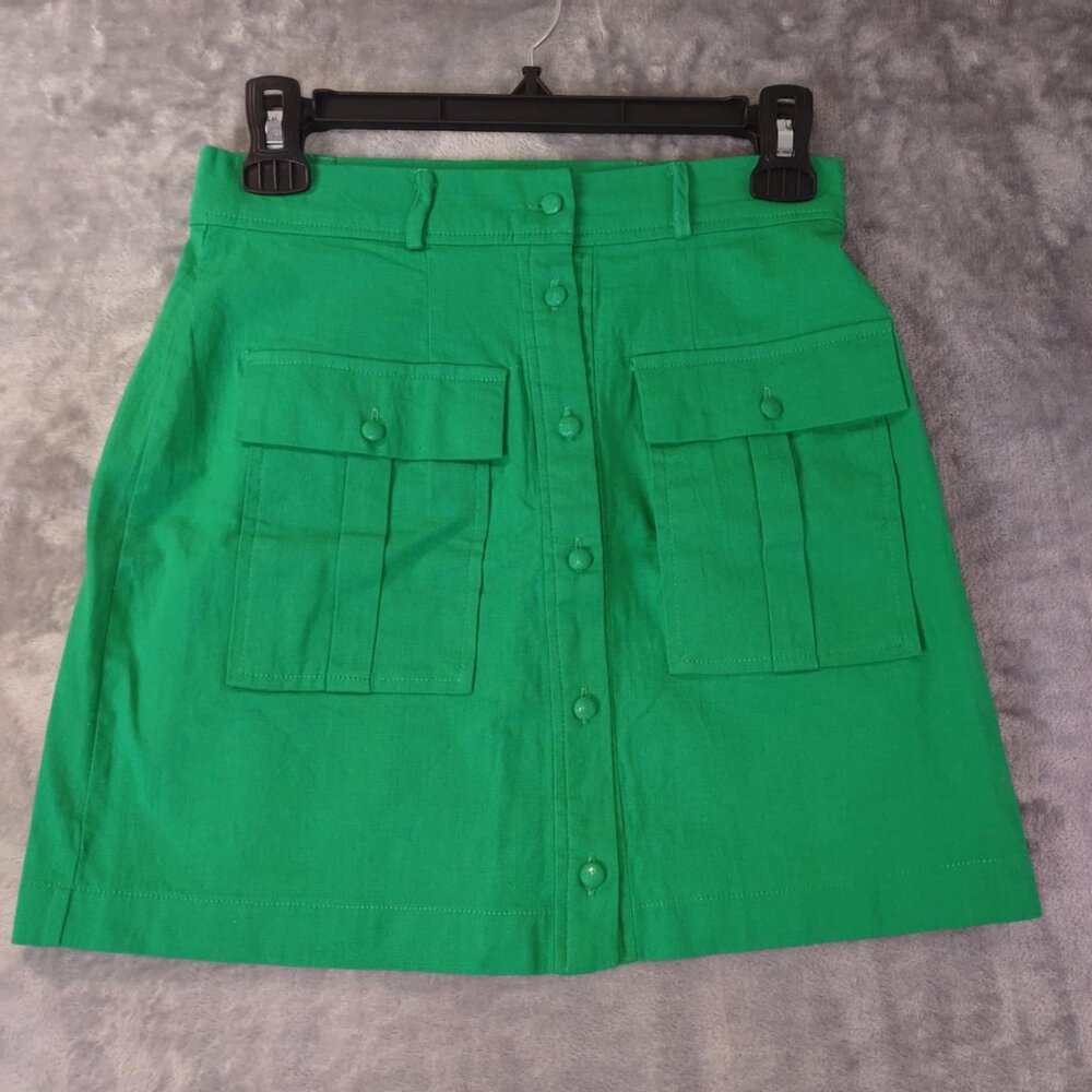 Showpo Women 4 Green Utility Pocket‎ Detail Summer Y2K Vibes Cotton Mini Skirt